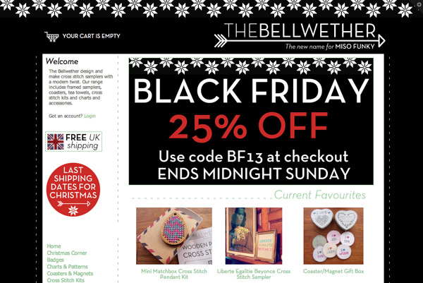 The Bellwether Black Friday temporary theme on Shopify