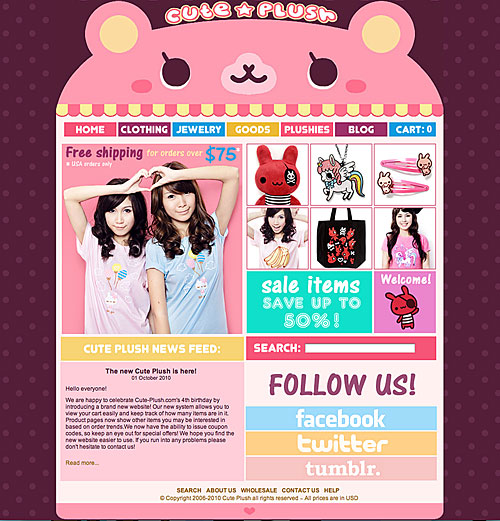 Cute Plush homepage on Shopify